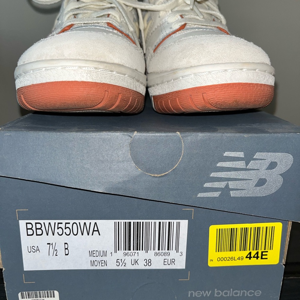 New Balance 550 White and Orange Sneakers - Picture 5 of 6